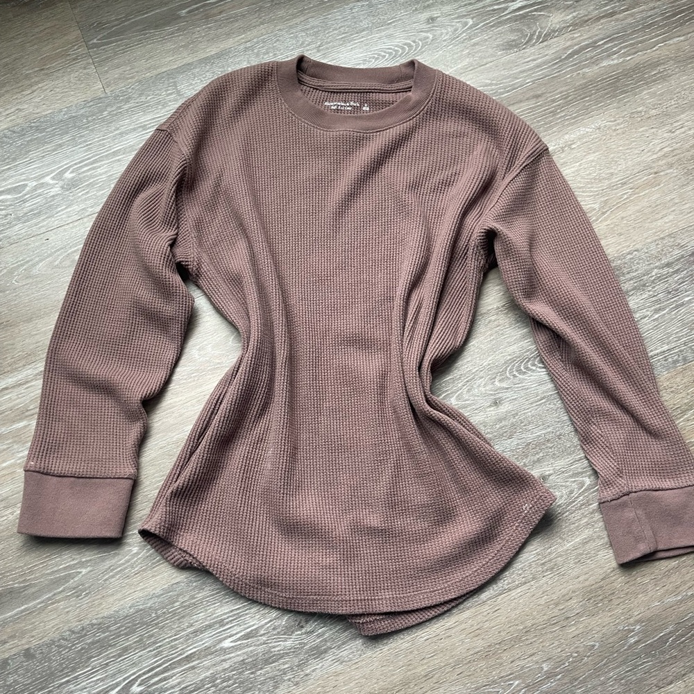 Brown Abercrombie & Fitch Waffle Knit Top